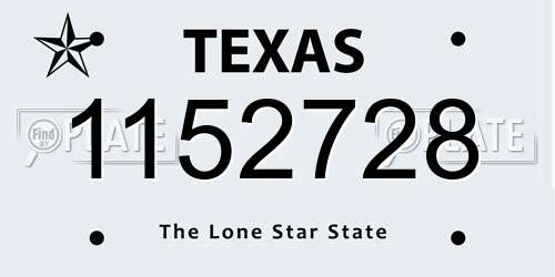 1152728 Texas License Plate