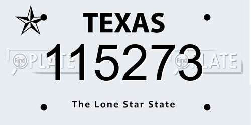 115273 Texas License Plate