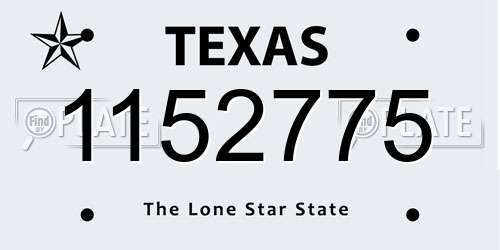 1152775 Texas License Plate