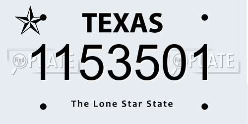 1153501 Texas License Plate