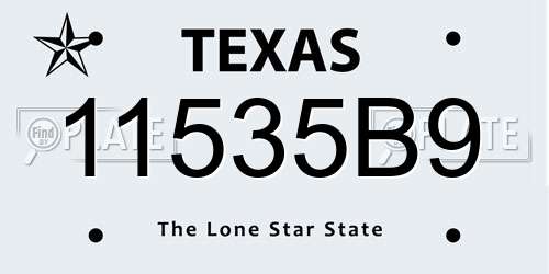 11535B9 Texas License Plate