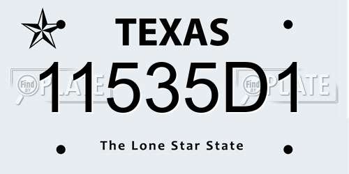 11535D1 Texas License Plate