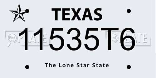 11535T6 Texas License Plate