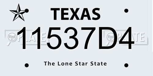 11537D4 Texas License Plate