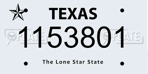 1153801 Texas License Plate