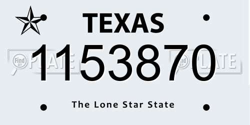 1153870 Texas License Plate