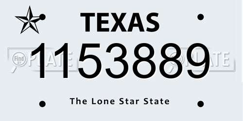 1153889 Texas License Plate