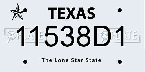 11538D1 Texas License Plate