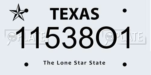 11538O1 Texas License Plate