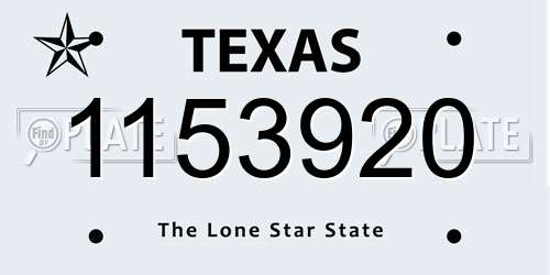1153920 Texas License Plate
