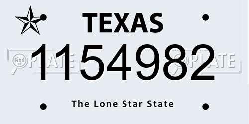 1154982 Texas License Plate