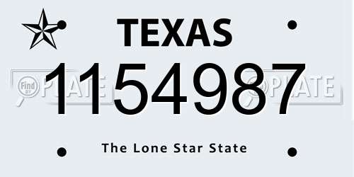 1154987 Texas License Plate