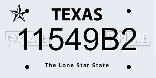 11549B2 Texas License Plate