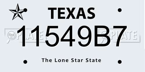 11549B7 Texas License Plate