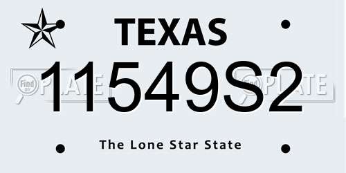 11549S2 Texas License Plate