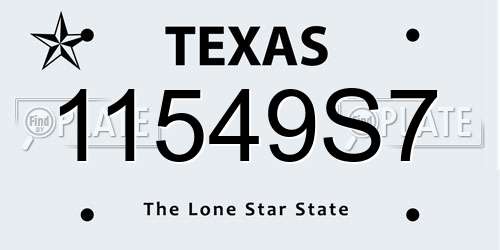 11549S7 Texas License Plate