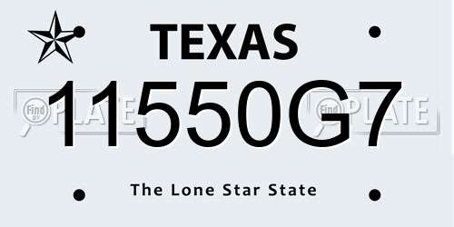 11550G7 Texas License Plate