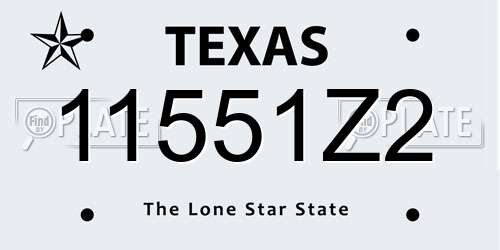 11551Z2 Texas License Plate