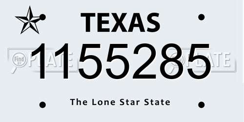 1155285 Texas License Plate