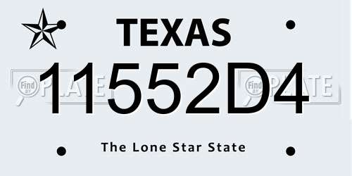 11552D4 Texas License Plate