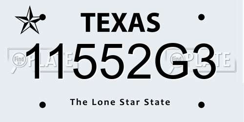 11552G3 Texas License Plate