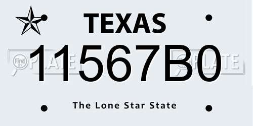 11567B0 Texas License Plate