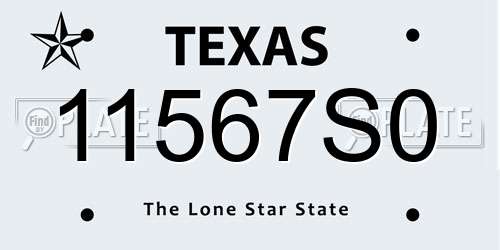 11567S0 Texas License Plate