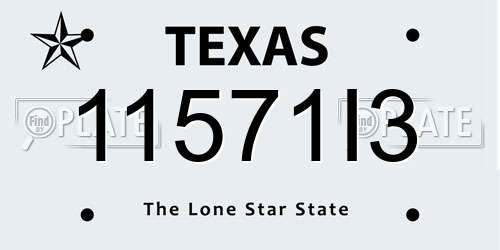 11571I3 Texas License Plate