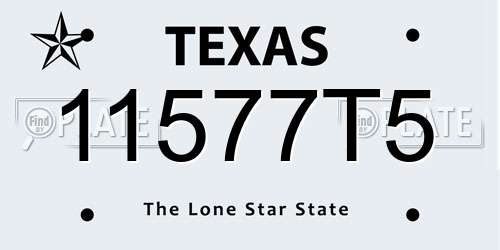 11577T5 Texas License Plate