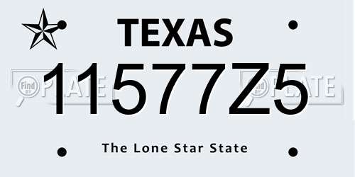 11577Z5 Texas License Plate