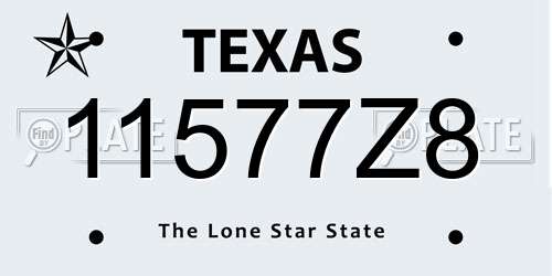 11577Z8 Texas License Plate