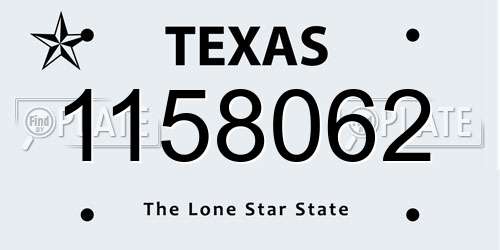 1158062 Texas License Plate