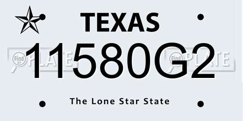 11580G2 Texas License Plate