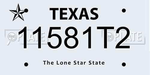11581T2 Texas License Plate