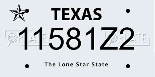 11581Z2 Texas License Plate