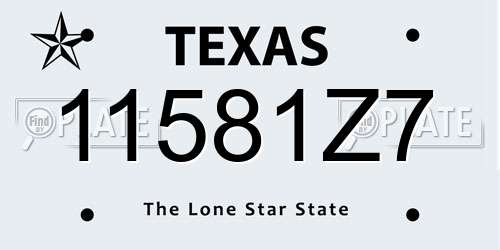 11581Z7 Texas License Plate