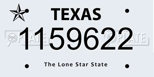 1159622 Texas License Plate