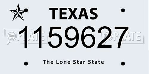 1159627 Texas License Plate