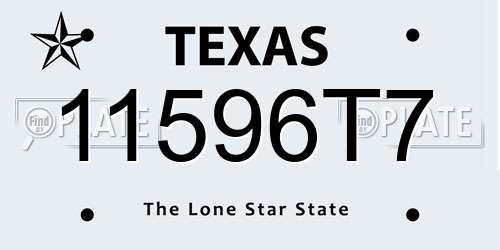 11596T7 Texas License Plate
