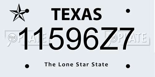 11596Z7 Texas License Plate