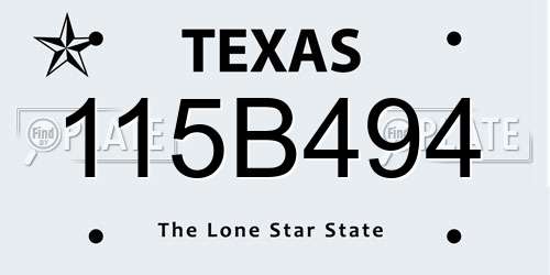 115B494 Texas License Plate