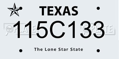 115C133 Texas License Plate