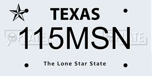 115MSN Texas License Plate