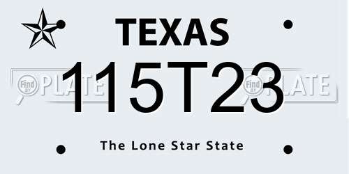 115T23 Texas License Plate