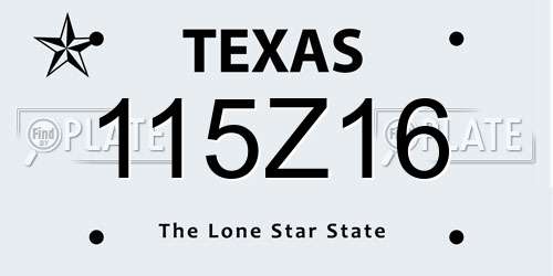 115Z16 Texas License Plate