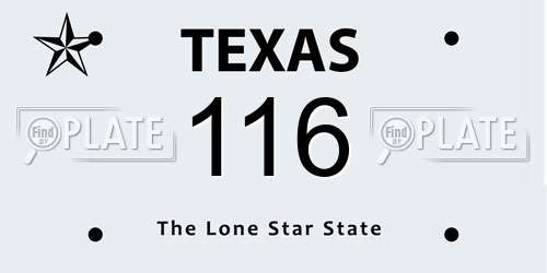 116 Texas License Plate