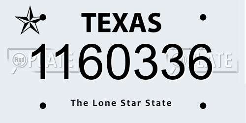 1160336 Texas License Plate