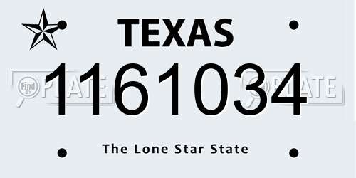 1161034 Texas License Plate