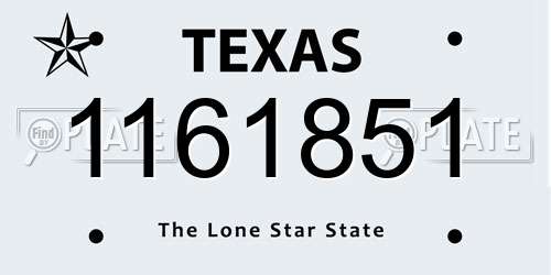 1161851 Texas License Plate