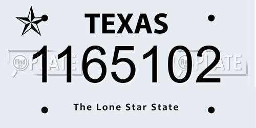 1165102 Texas License Plate